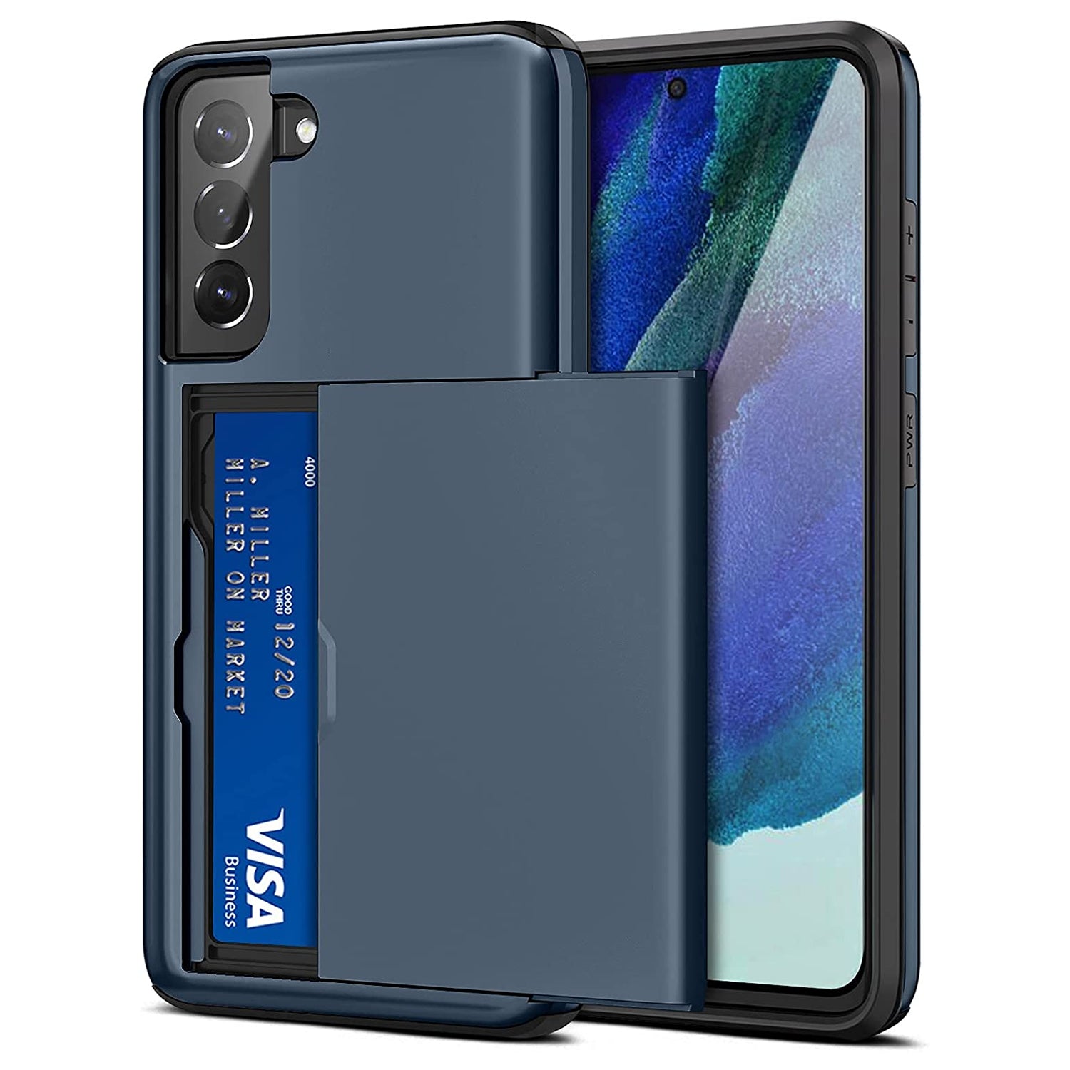Samsung Galaxy S21 Plus Shockproof Wallet Case Card Cover BLUE