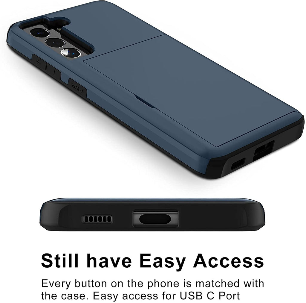 Samsung Galaxy S21 Plus Shockproof Wallet Case Card Cover BLUE