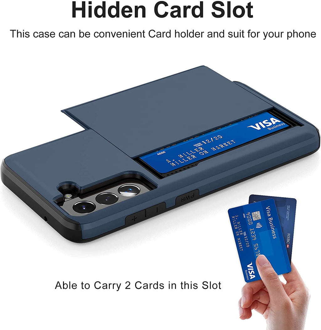 Samsung Galaxy S21 Plus Shockproof Wallet Case Card Cover BLUE