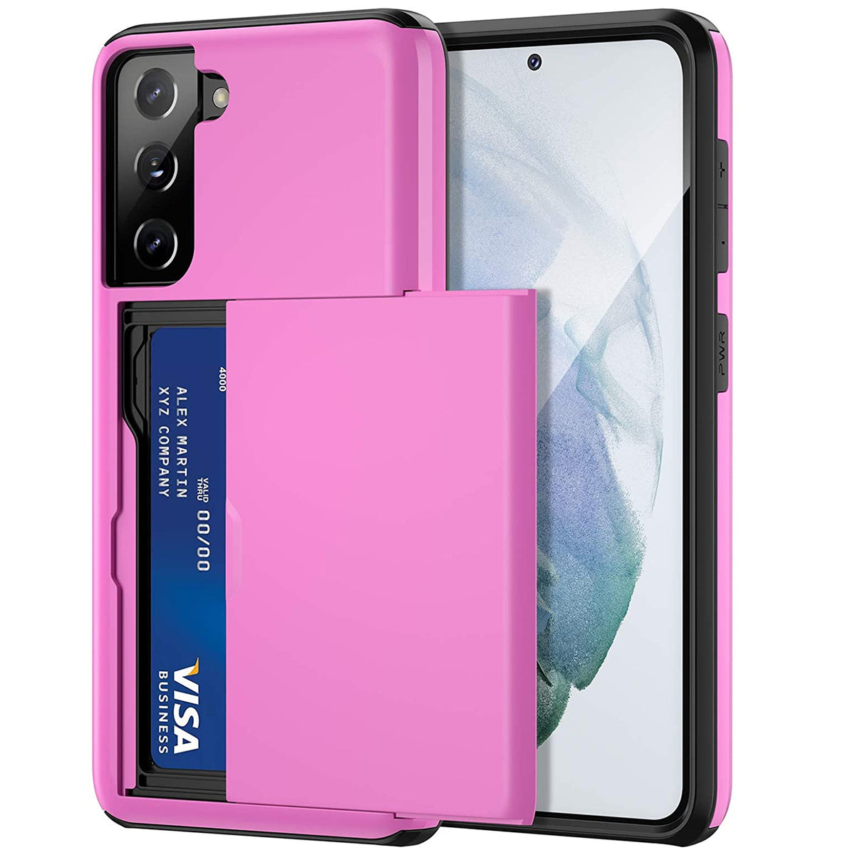 Samsung Galaxy S21 Plus Shockproof Wallet Case Card Cover HOT PINK