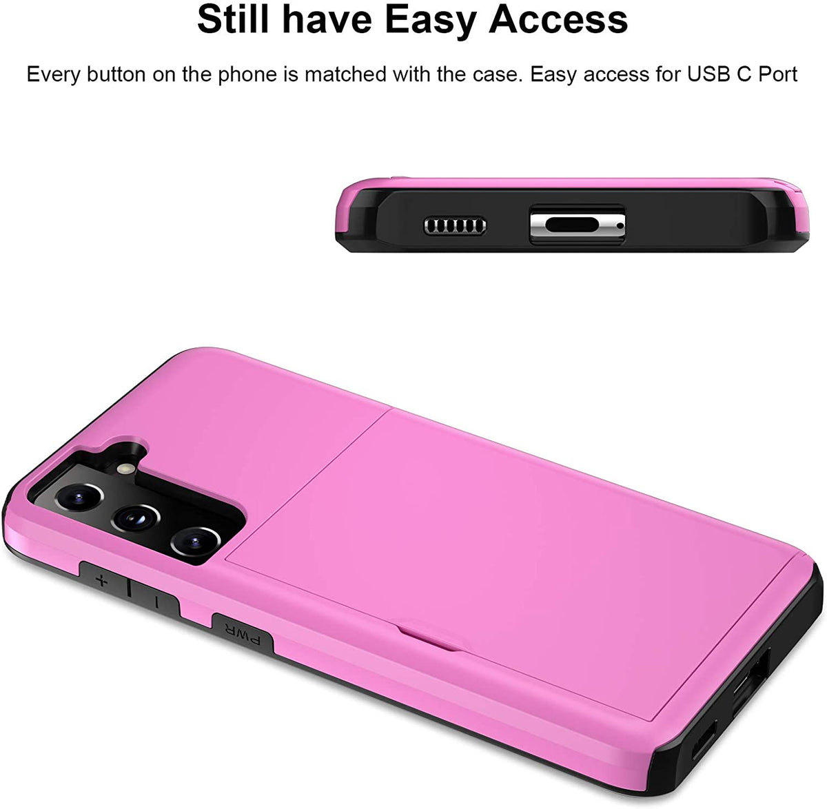 Samsung Galaxy S21 Plus Shockproof Wallet Case Card Cover HOT PINK