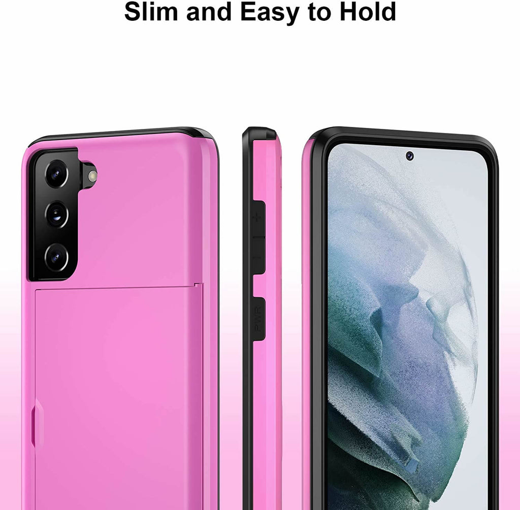 Samsung Galaxy S21 Plus Shockproof Wallet Case Card Cover HOT PINK