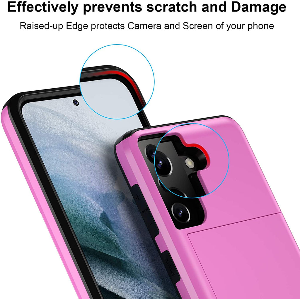 Samsung Galaxy S21 Plus Shockproof Wallet Case Card Cover HOT PINK