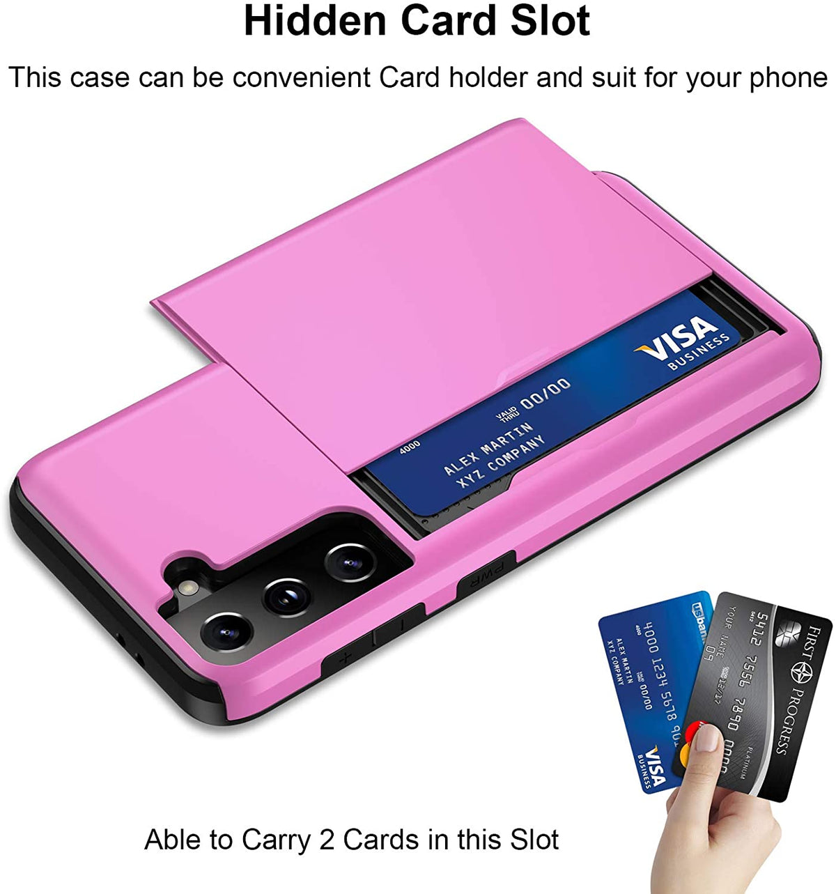 Samsung Galaxy S21 Plus Shockproof Wallet Case Card Cover HOT PINK