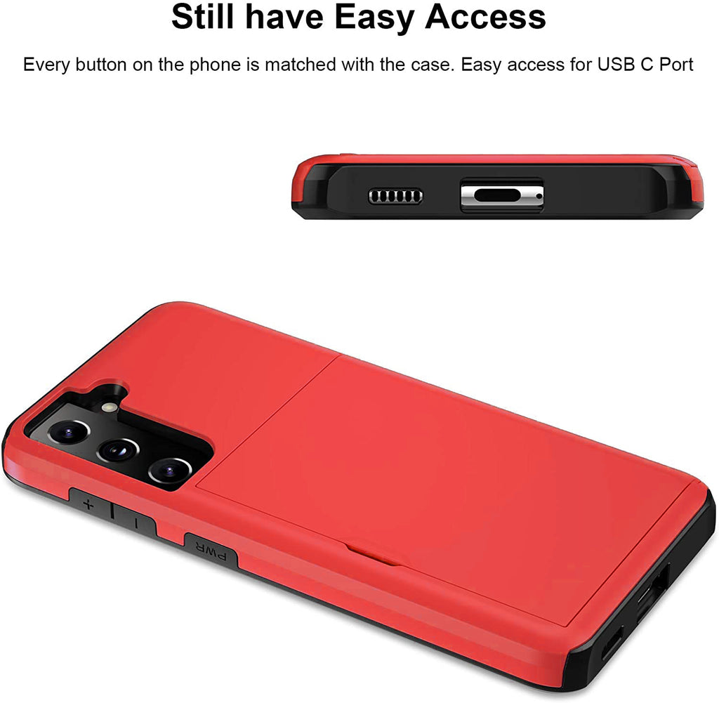 Samsung Galaxy S22 Plus Shockproof Wallet Case Card Cover RED