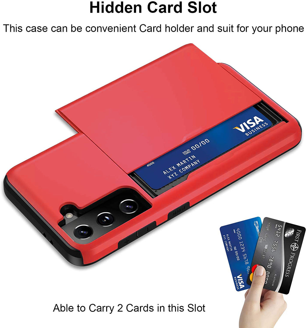 Samsung Galaxy S22 Plus Shockproof Wallet Case Card Cover RED