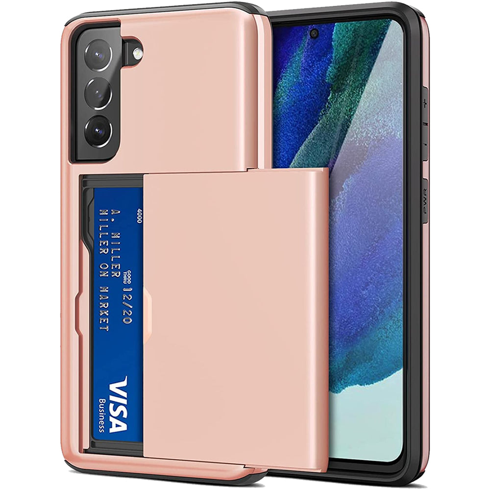 Samsung Galaxy S22 Shockproof Wallet Case Card Cover PINK
