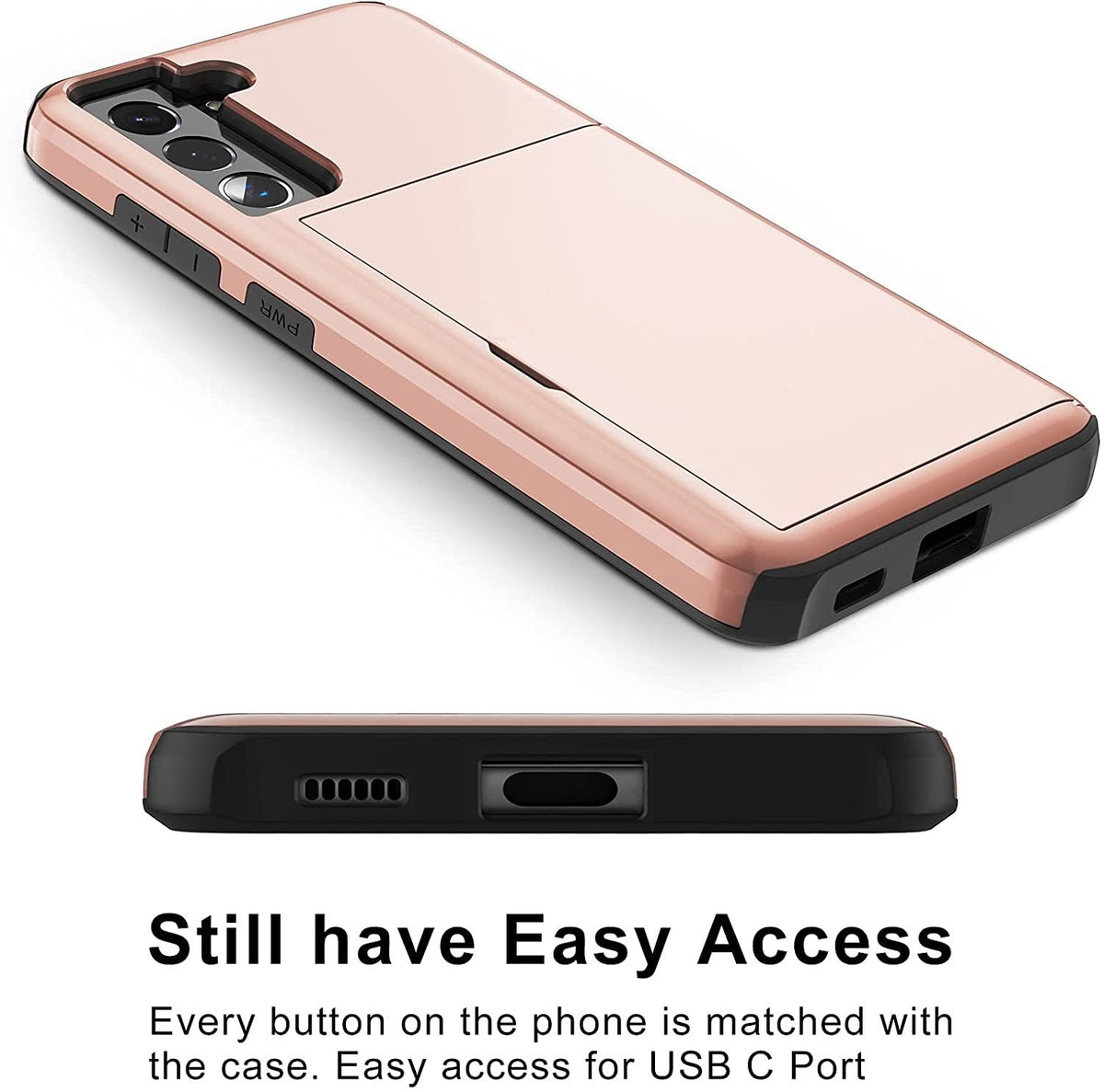 Samsung Galaxy S22 Shockproof Wallet Case Card Cover PINK