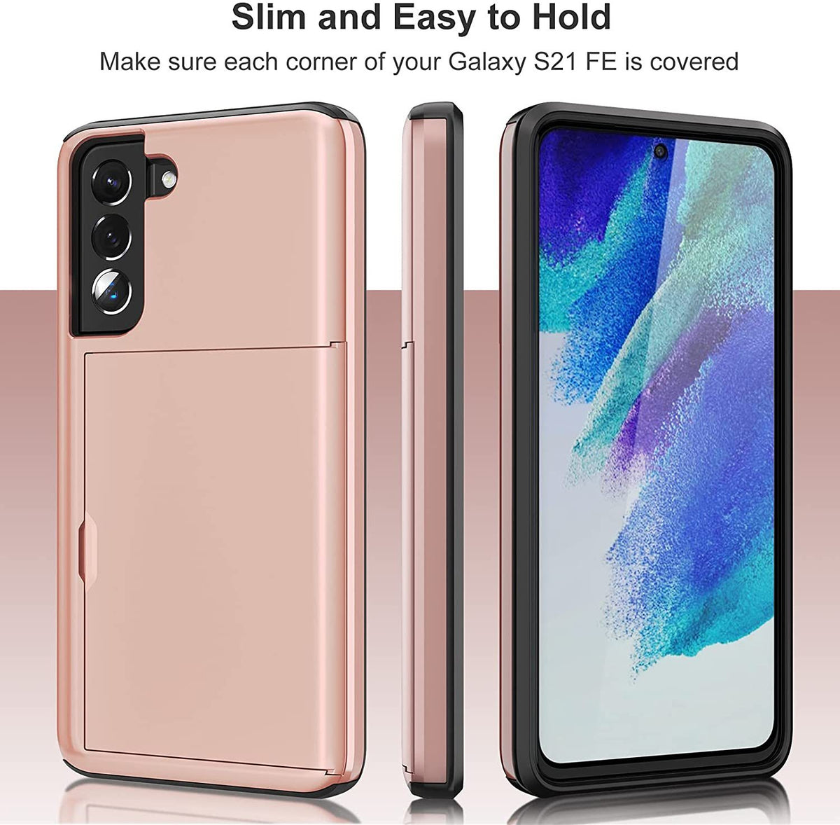 Samsung Galaxy S22 Shockproof Wallet Case Card Cover PINK