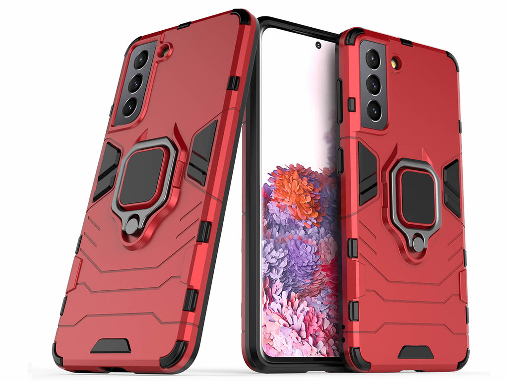 Samsung Galaxy S21 Rugged Tough Case Shockproof Hybrid Cover RED