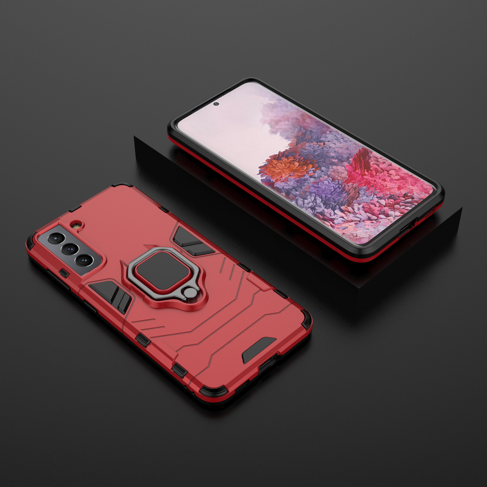 Samsung Galaxy S21 Rugged Tough Case Shockproof Hybrid Cover RED