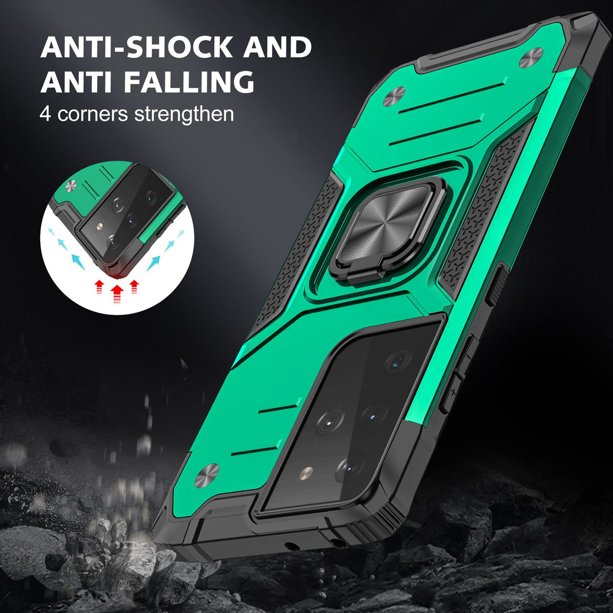 Samsung Galaxy S21 Ultra Rugged Tough Case Shockproof Hybrid Cover DARK GREEN