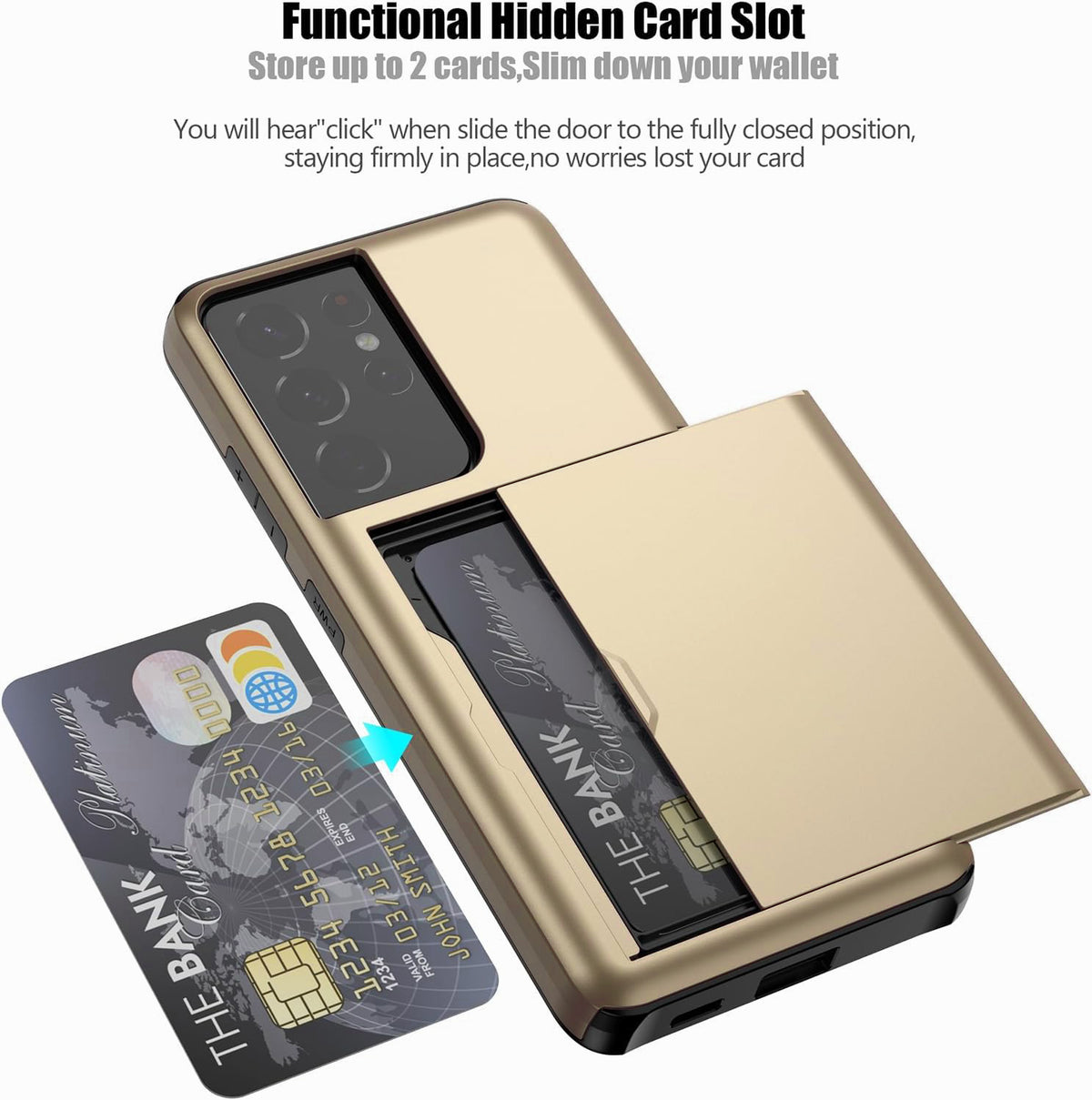 Samsung Galaxy S21 Ultra Shockproof Wallet Case Card Cover GOLD