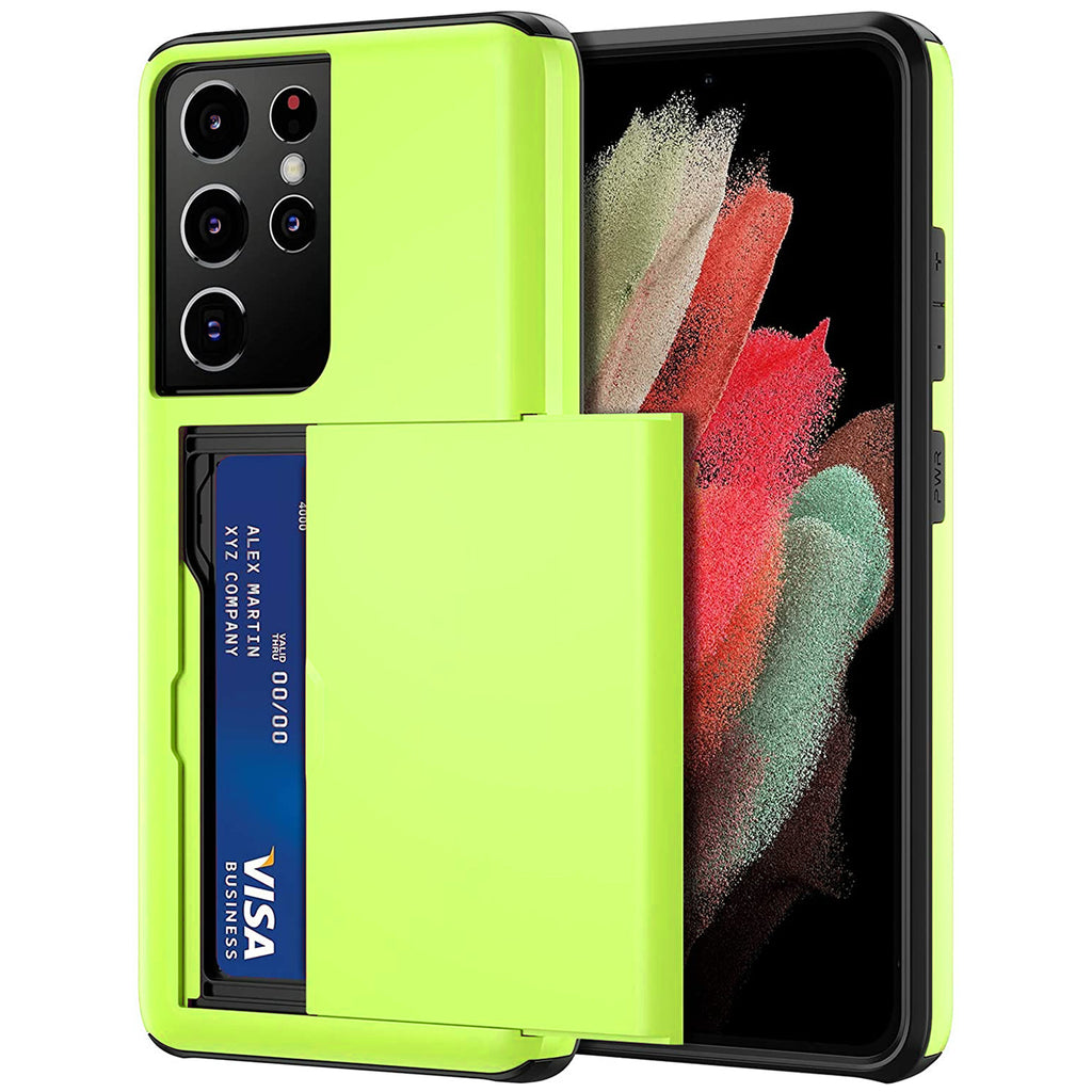 Samsung Galaxy S21 Ultra Shockproof Wallet Case Card Cover GREEN