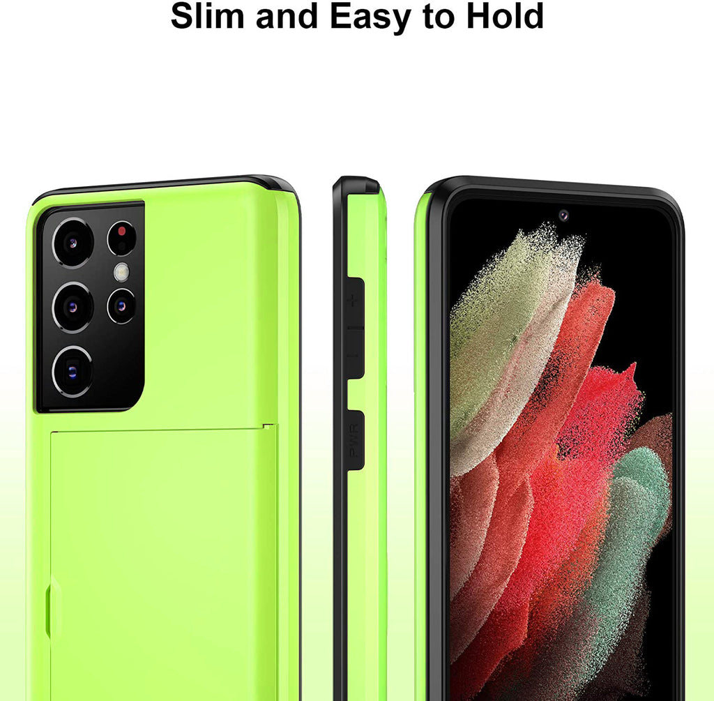 Samsung Galaxy S21 Ultra Shockproof Wallet Case Card Cover GREEN