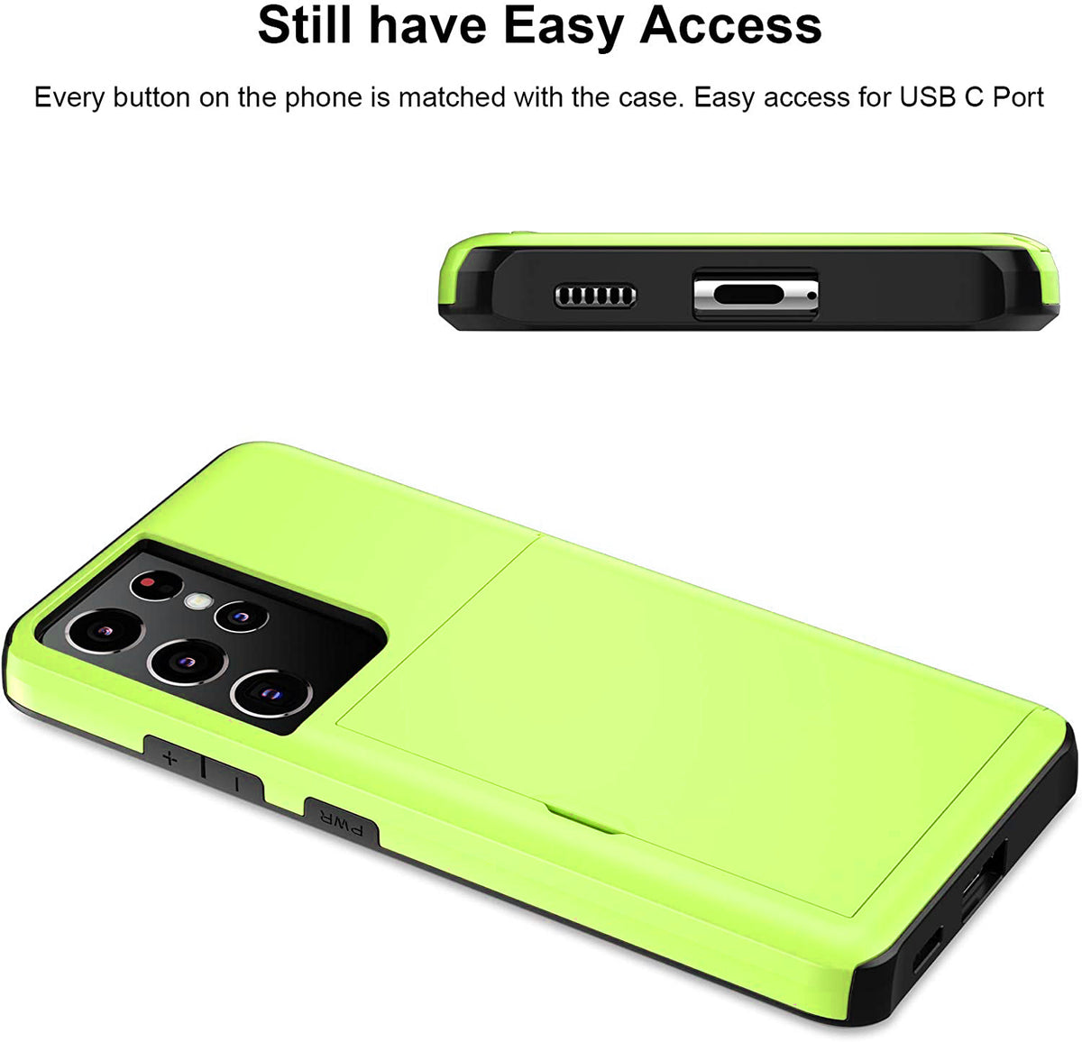 Samsung Galaxy S21 Ultra Shockproof Wallet Case Card Cover GREEN