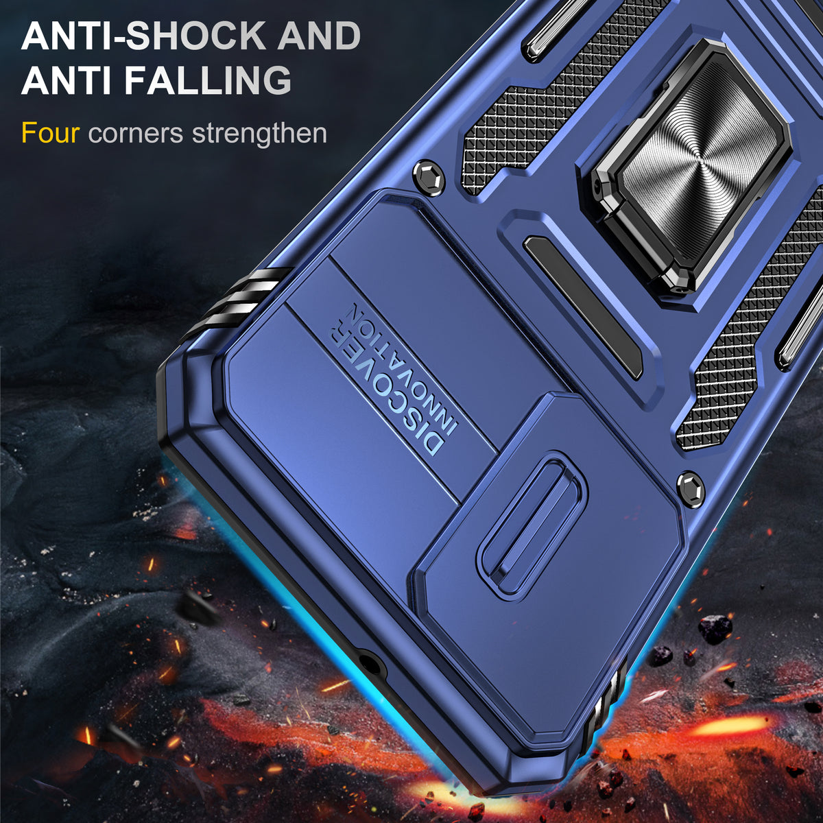 Samsung S22 Case Shockproof Kickstand Hybrid Cover DARK BLUE