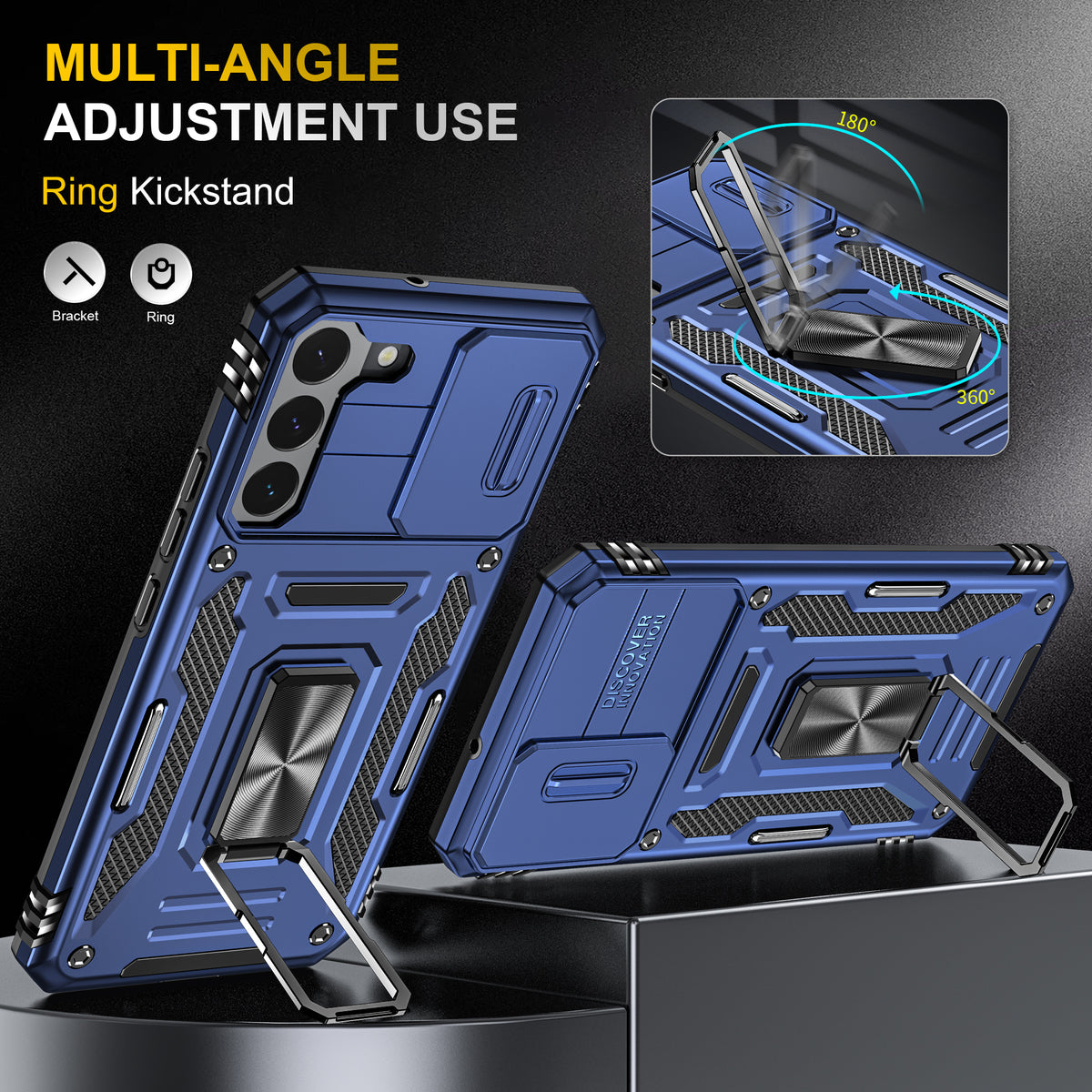 Samsung S22 Case Shockproof Kickstand Hybrid Cover DARK BLUE