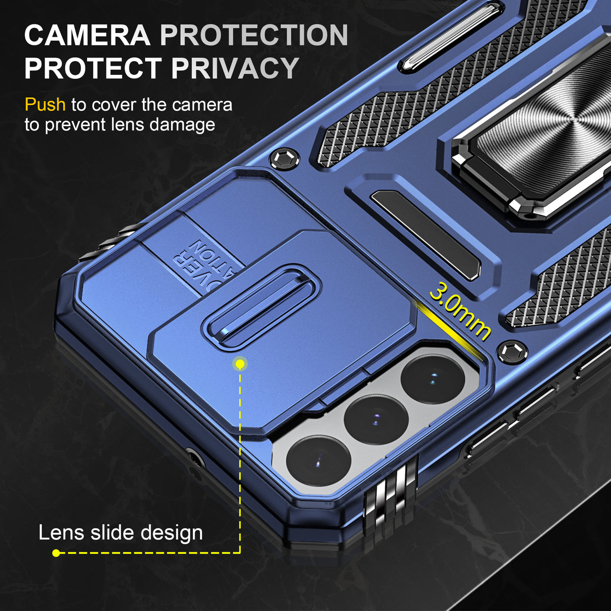 Samsung S22 Case Shockproof Kickstand Hybrid Cover DARK BLUE