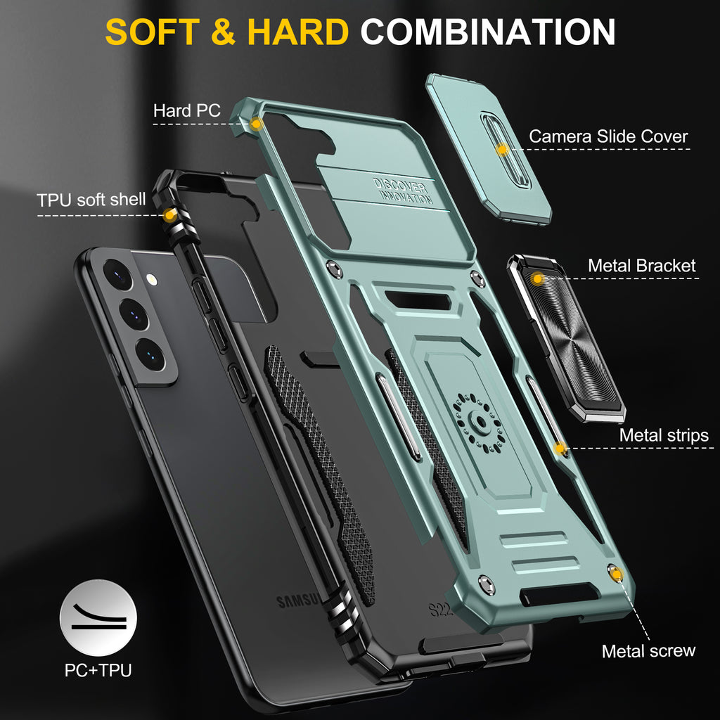 Samsung S22 Case Shockproof Kickstand Hybrid Cover LIGHT GREEN