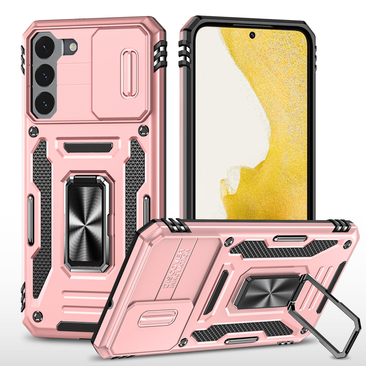 Samsung S22 Case Shockproof Kickstand Hybrid Cover PINK
