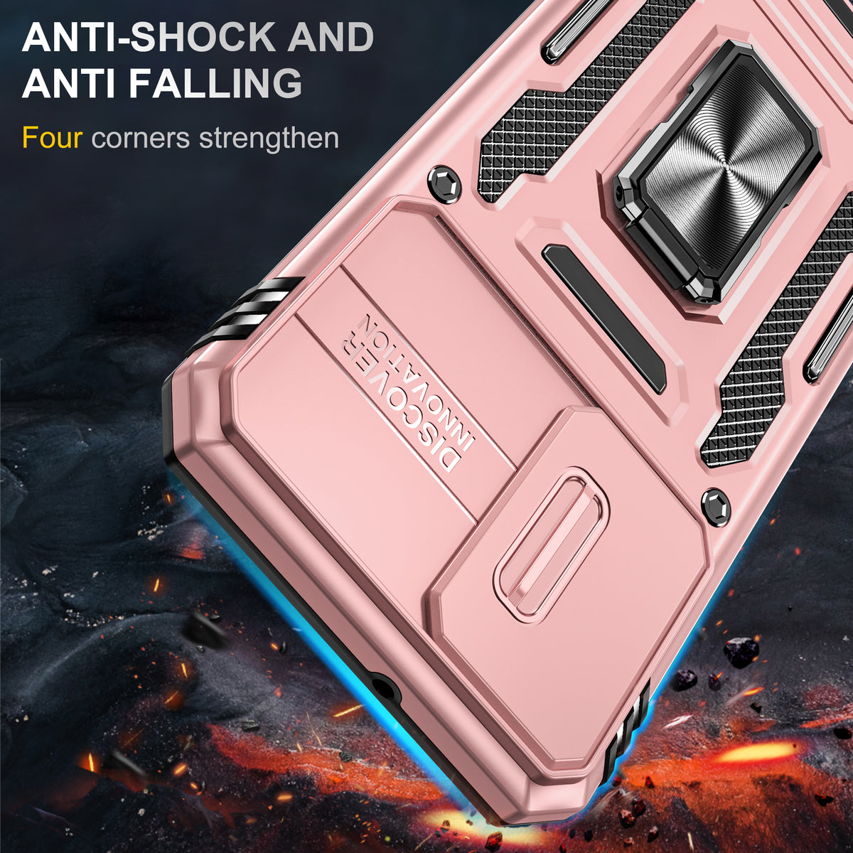 Samsung S22 Case Shockproof Kickstand Hybrid Cover PINK