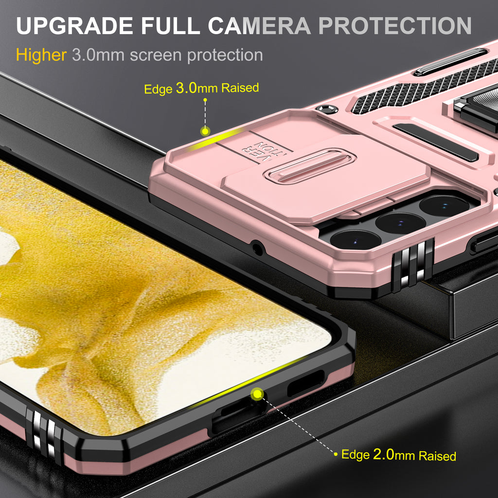 Samsung S22 Case Shockproof Kickstand Hybrid Cover PINK