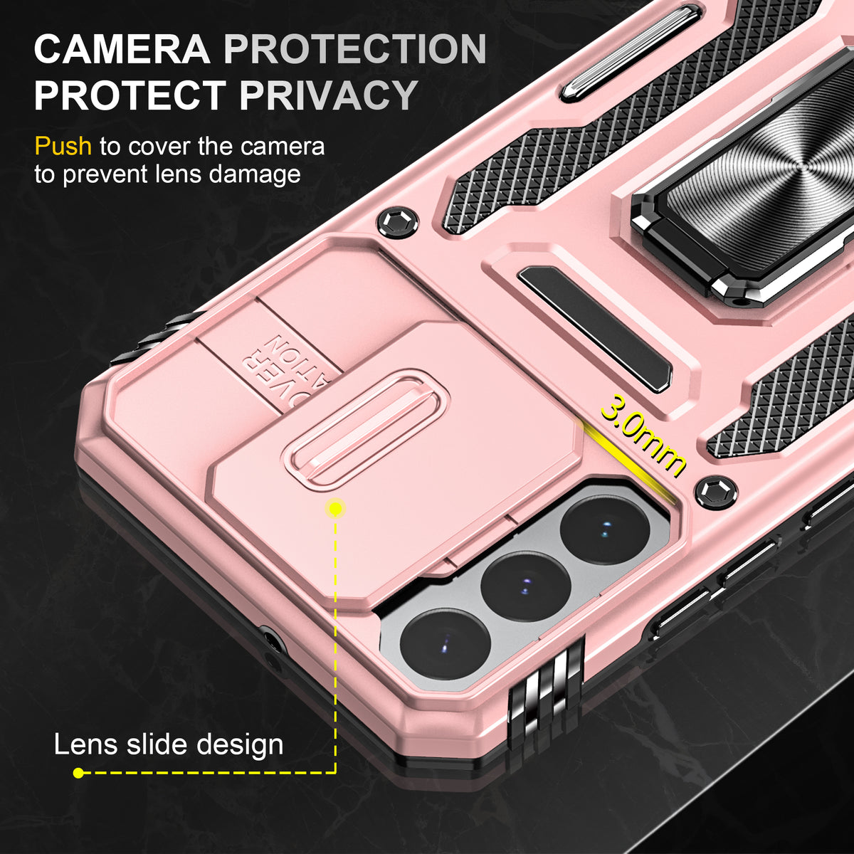 Samsung S22 Case Shockproof Kickstand Hybrid Cover PINK