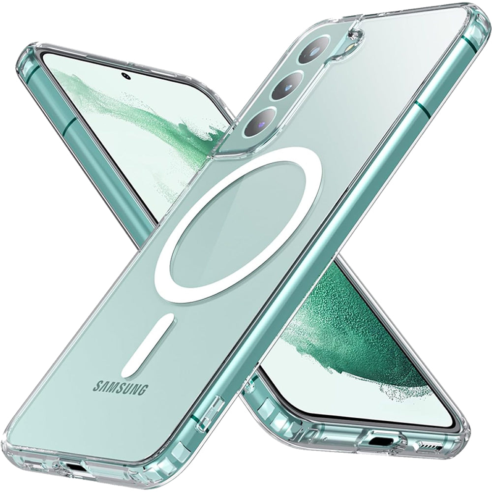 Samsung S22 Full Clear Case Magnetic Ring Magsafe Compatible Cover