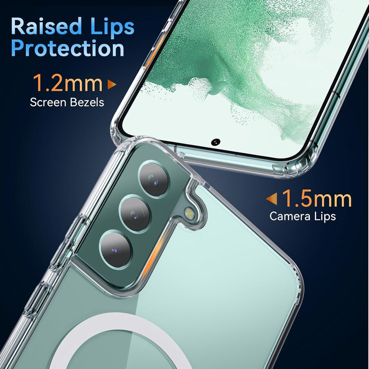 Samsung S22 Full Clear Case Magnetic Ring Magsafe Compatible Cover