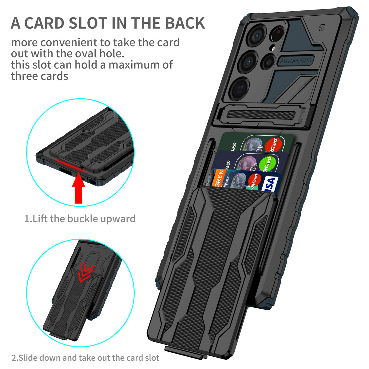 Samsung S22 Ultra Heavy Duty Kickstand Case Shockproof Card Holder GREEN
