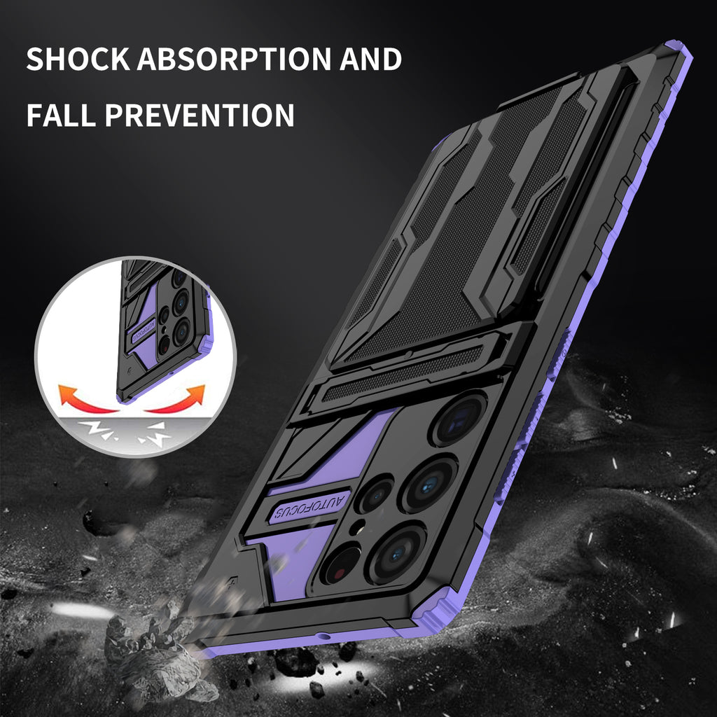 Samsung S22 Ultra Heavy Duty Kickstand Case Shockproof Card Holder PURPLE