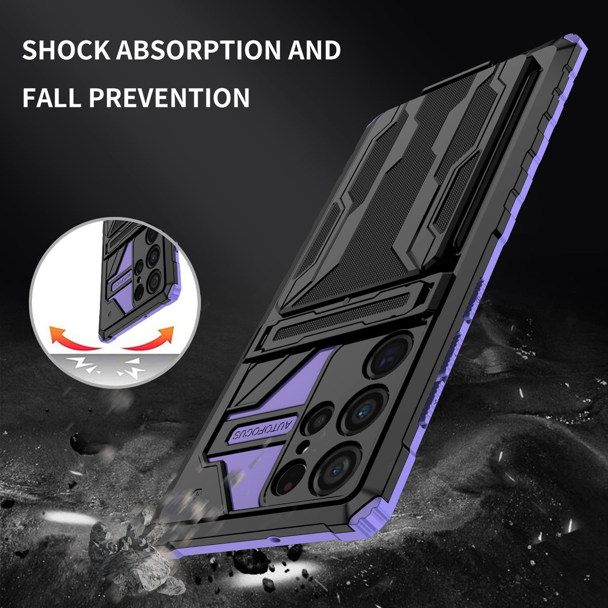 Samsung S22 Ultra Heavy Duty Kickstand Case Shockproof Card Holder PURPLE