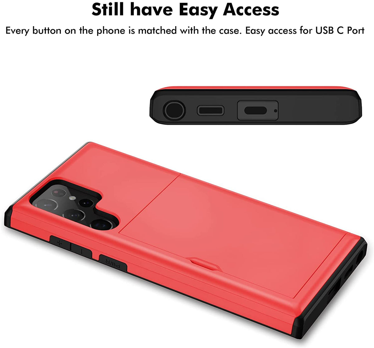 Samsung Galaxy S23 Ultra Shockproof Wallet Case Card Cover RED
