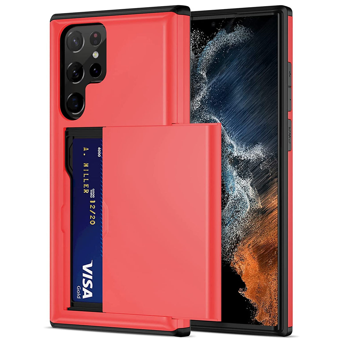 Samsung Galaxy S23 Ultra Shockproof Wallet Case Card Cover RED