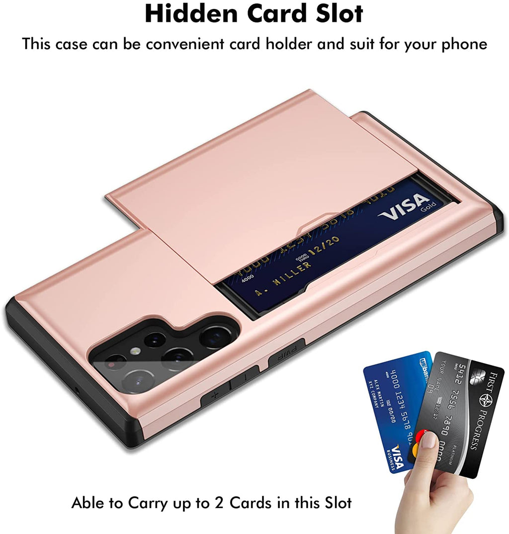 Samsung Galaxy S23 Ultra Shockproof Wallet Case Card Cover PINK