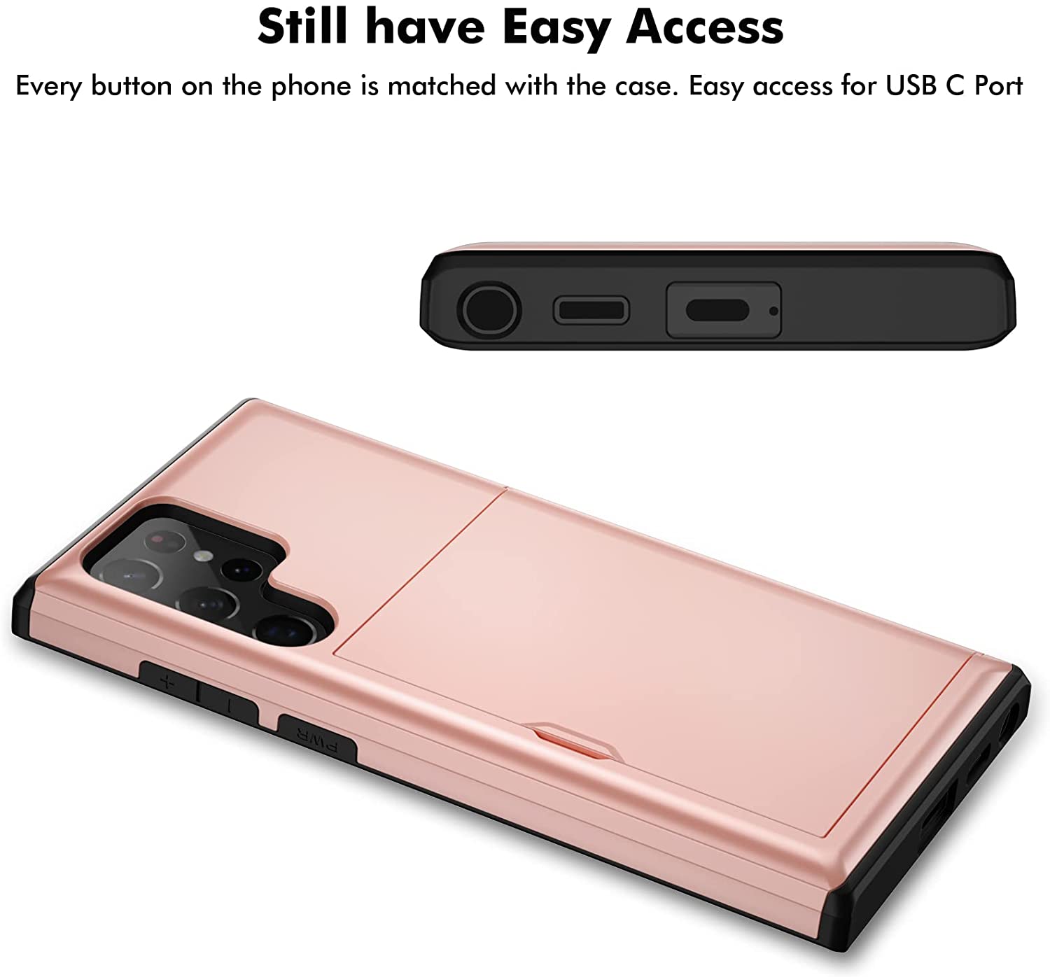 Samsung Galaxy S23 Ultra Shockproof Wallet Case Card Cover PINK