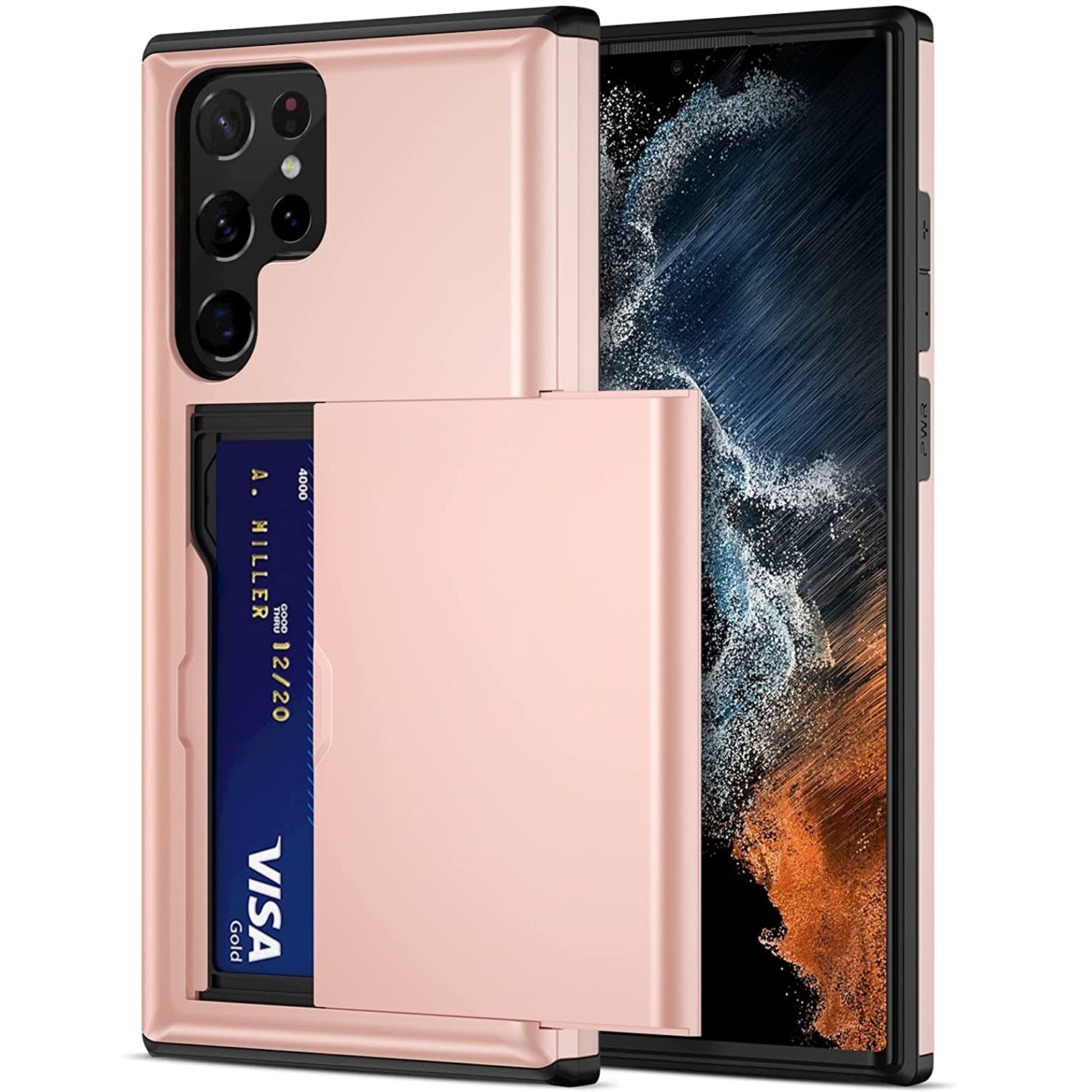 Samsung Galaxy S23 Ultra Shockproof Wallet Case Card Cover PINK