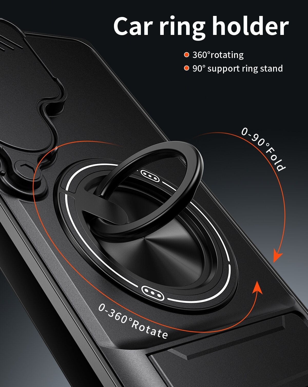 Samsung S22 Ultra Magnetic Kickstand Case with Camera Slide Cover ORANGE
