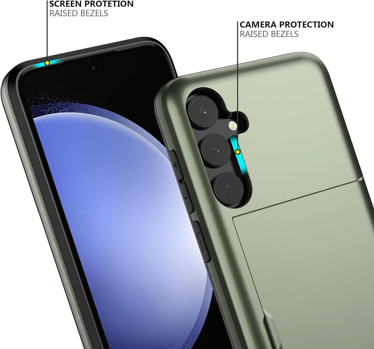 Samsung Galaxy S24 FE Shockproof Wallet Case Card Cover GREEN