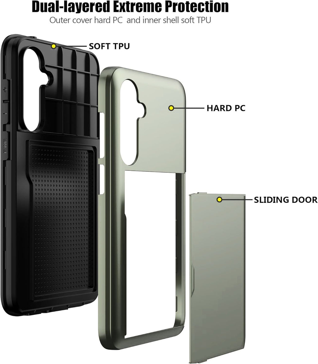Samsung Galaxy S24 FE Shockproof Wallet Case Card Cover GREEN