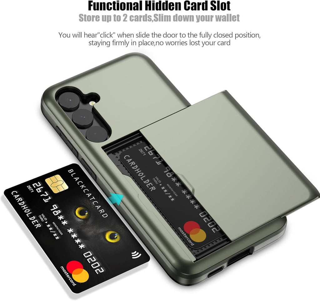 Samsung Galaxy S24 FE Shockproof Wallet Case Card Cover GREEN