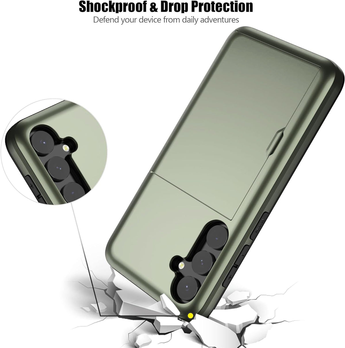 Samsung Galaxy S24 FE Shockproof Wallet Case Card Cover GREEN