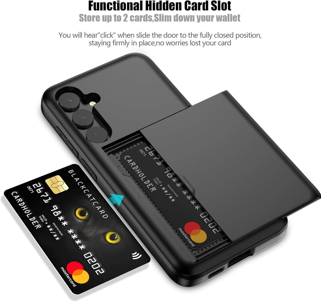 Samsung Galaxy S23 Plus Shockproof Wallet Case Card Cover BLACK