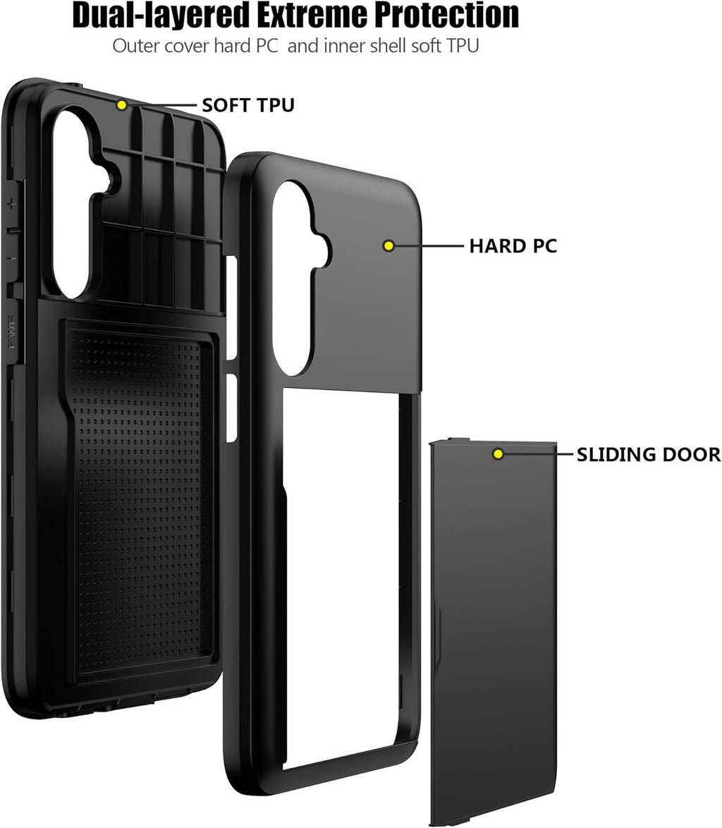 Samsung Galaxy S23 Plus Shockproof Wallet Case Card Cover BLACK