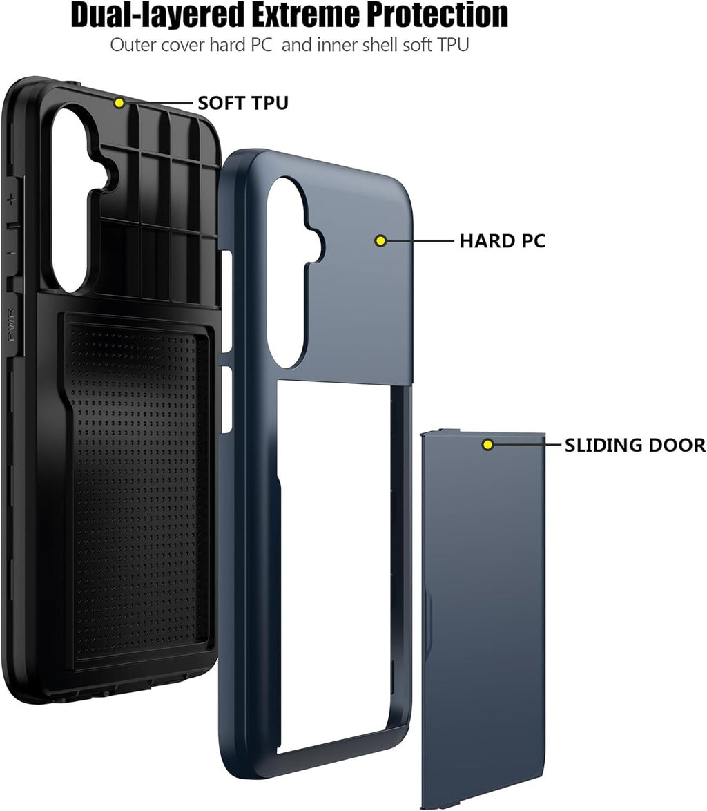 Samsung Galaxy S23 Shockproof Wallet Case Card Cover BLUE