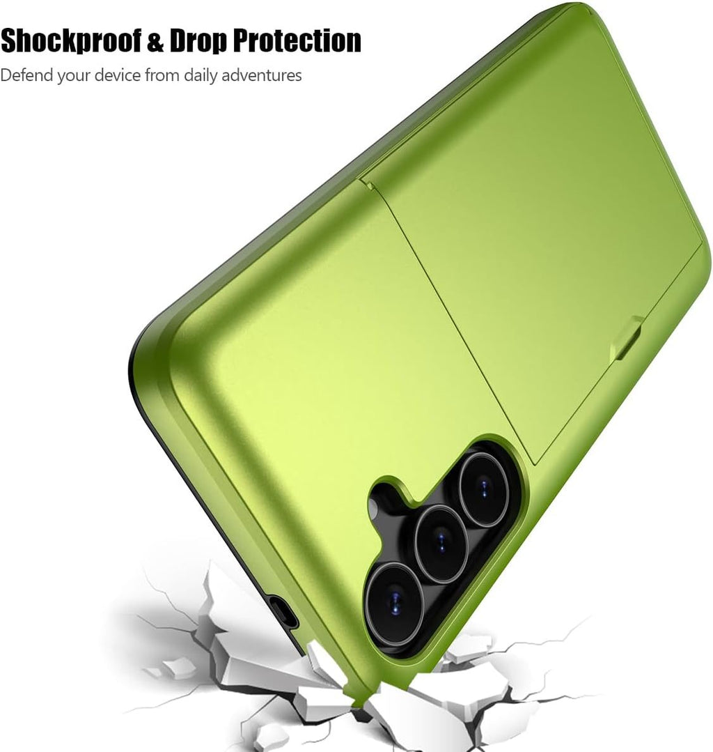 Samsung Galaxy S24 FE Shockproof Wallet Case Card Cover GREEN