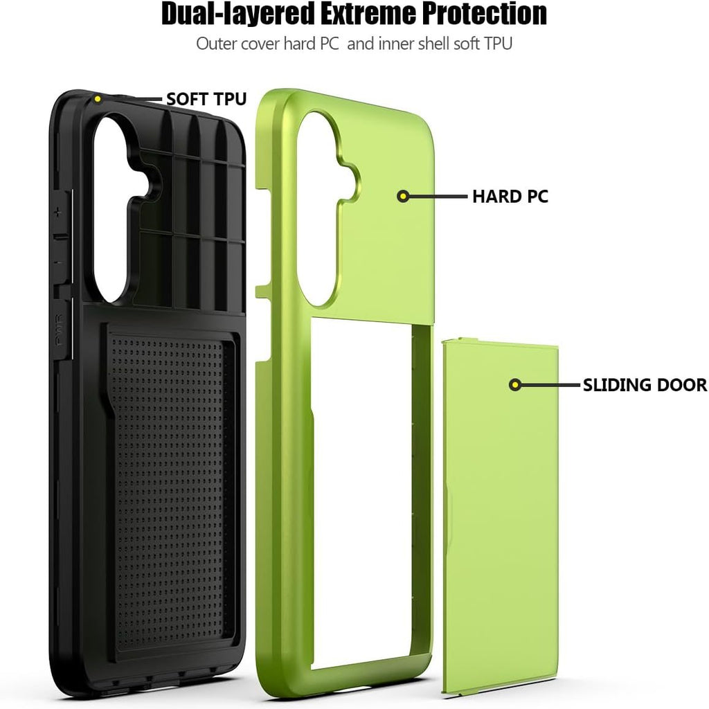 Samsung Galaxy S24 FE Shockproof Wallet Case Card Cover GREEN