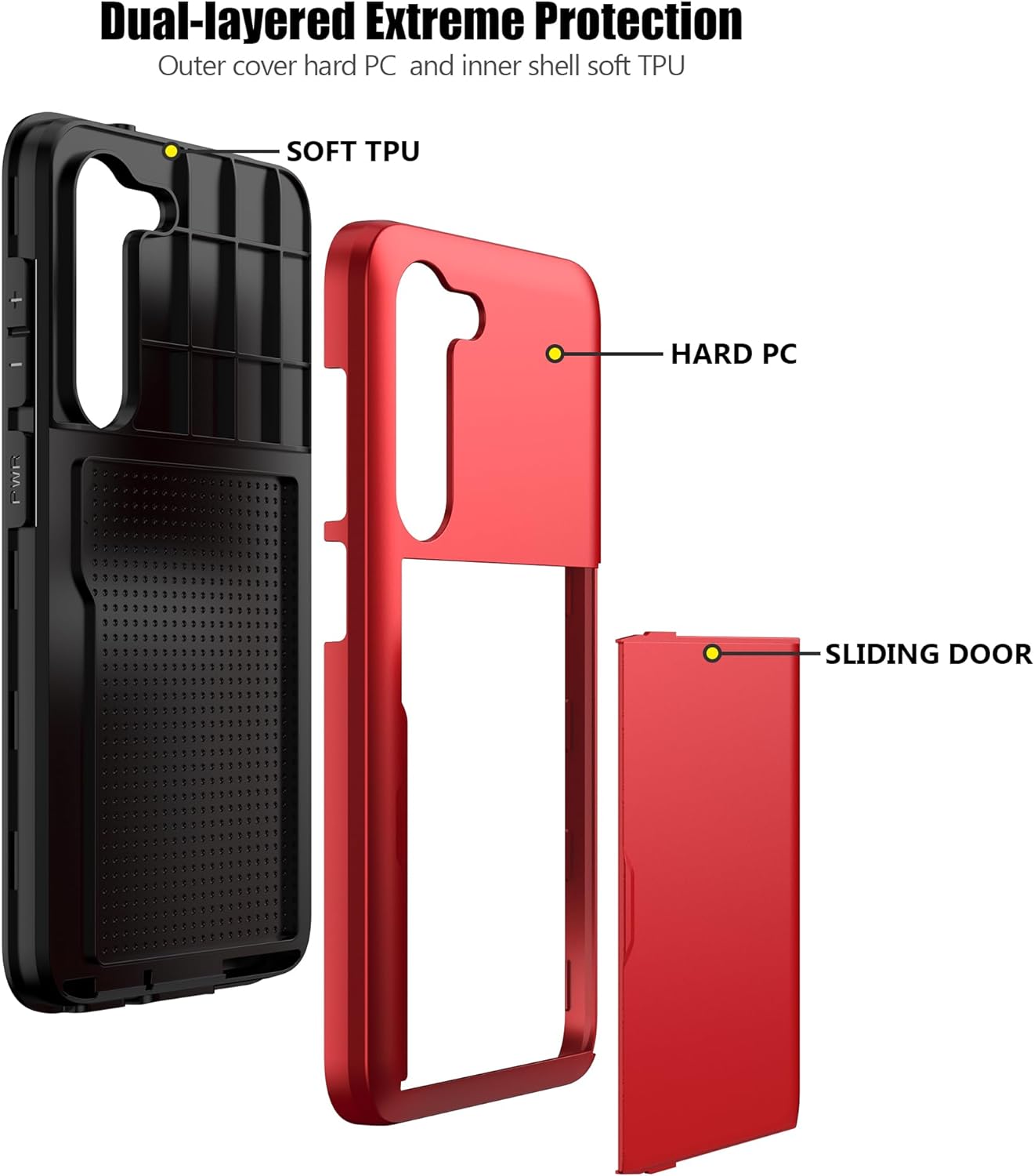 Samsung Galaxy S23 Plus Shockproof Wallet Case Card Cover RED