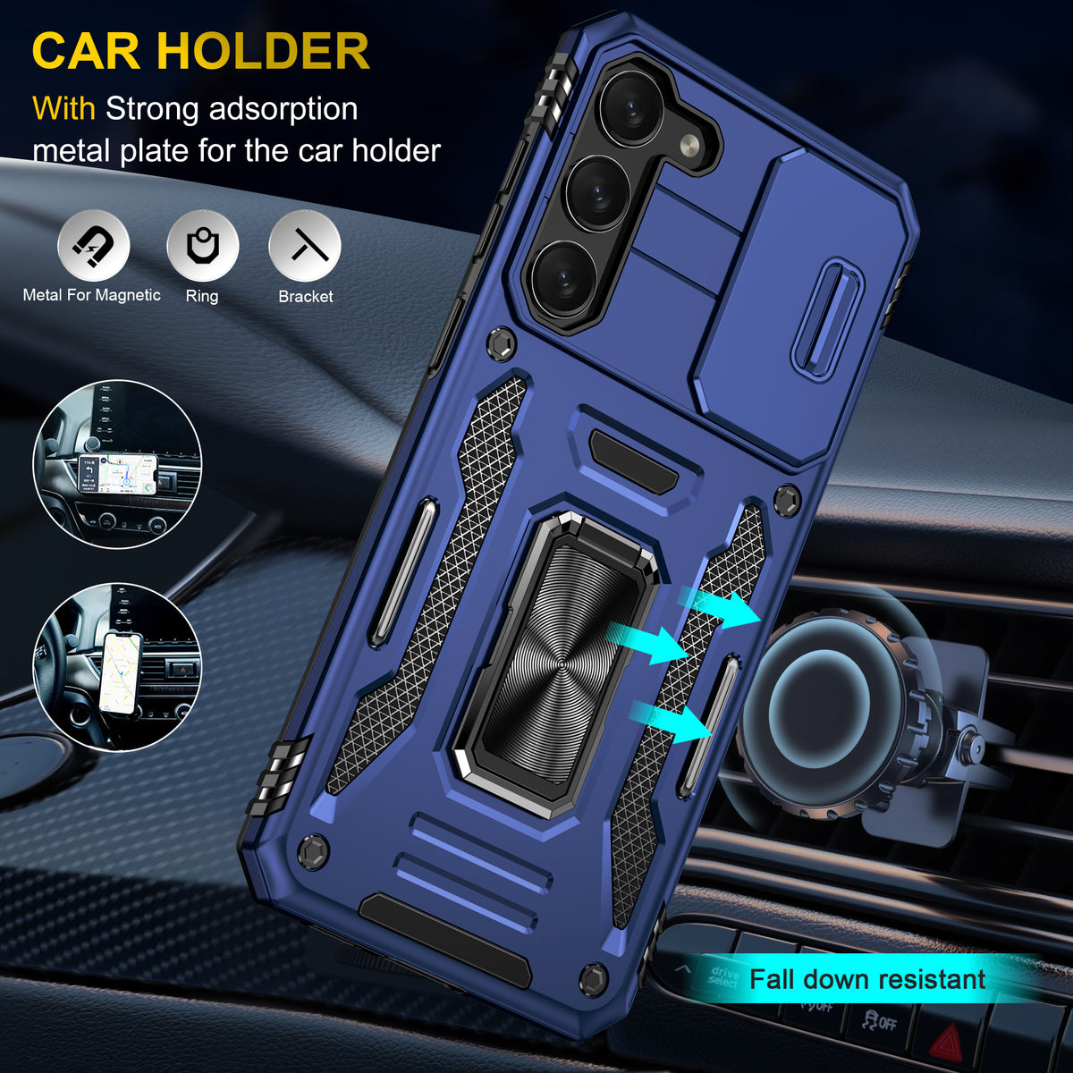 Samsung S23 Plus Case Shockproof Kickstand Hybrid Cover DARK BLUE